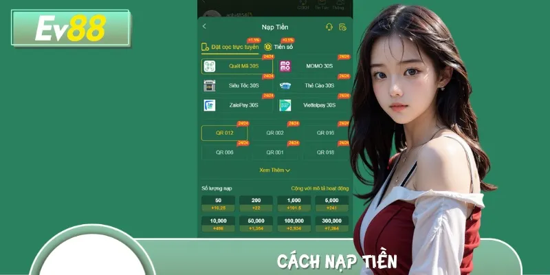Hệ thống EV88 hỗ trợ nạp tiền nhanh chóng, bảo mật tuyệt đối cho hội viên