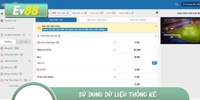 Dữ liệu thống kê là công cụ hữu ích để soi kèo